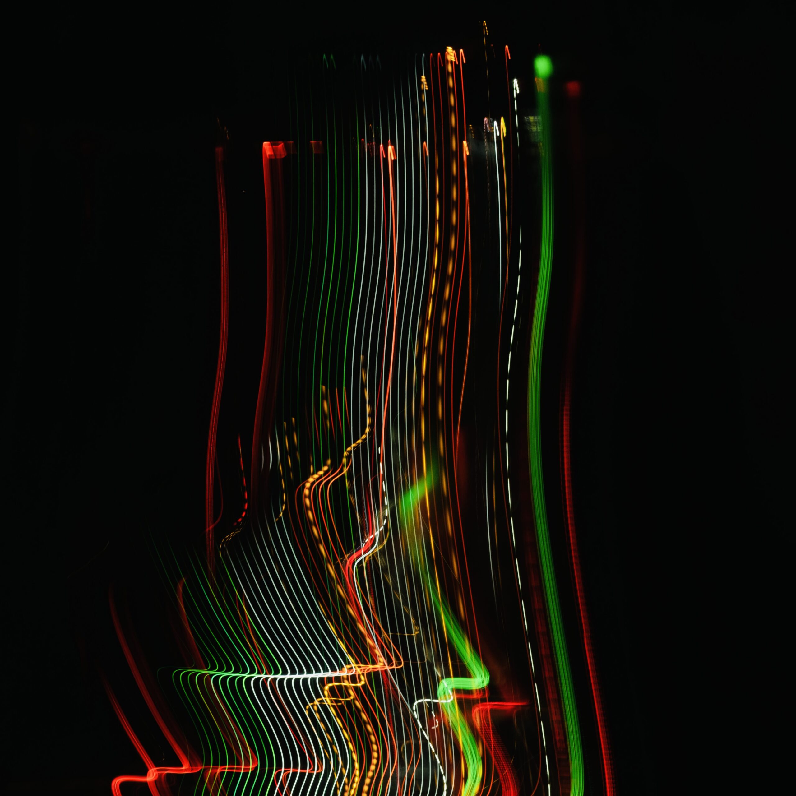 Neon lines agains black background.